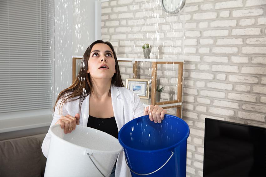 Water damage in bath after flood